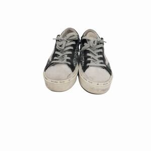 Golden Goose Silver Glitter Suede Hi Star Lace-Up Low-Top Sneakers Size 39
